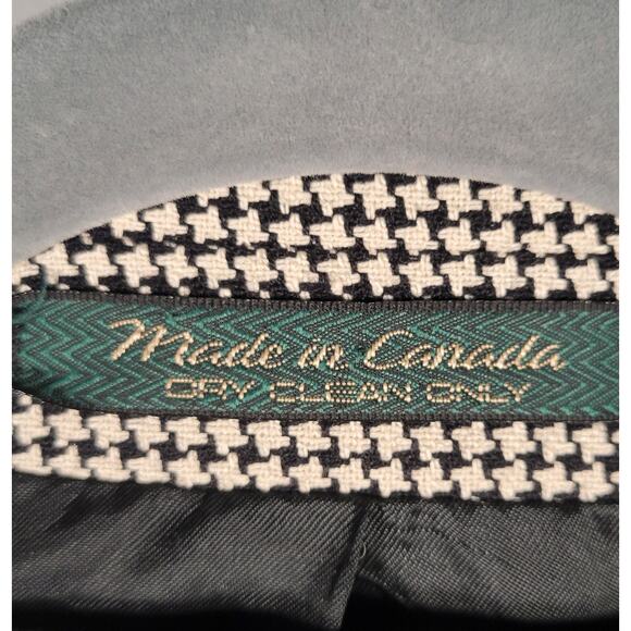 Vtg FIORI 46R Sport Coat Silk Wool Houndstooth Tan Black Canada 90s Flaw - Picture 3 of 14